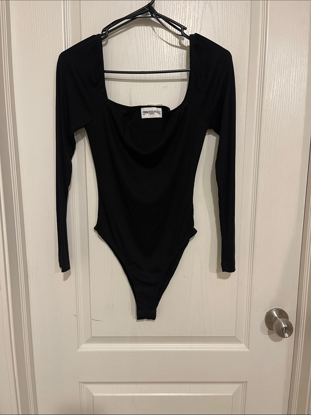 Princess Polly Black Long-Sleeve Scoop-Neck Bodysuit